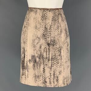 REED KRAKOFF Size 6 Pink & Silver Marbled Silk / Viscose Pencil Skirt